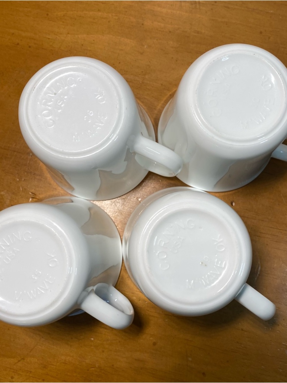 Corning Corelle Winter Frost White Coffee Cups Mugs Glass Plain Vintage Set of 4 - Picture 3 of 8